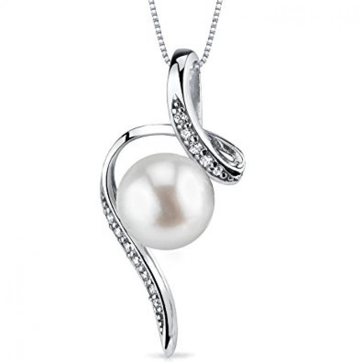 15132727768.0mm Freshwater Cultured Pearl Pendant Necklace Sterling Silver